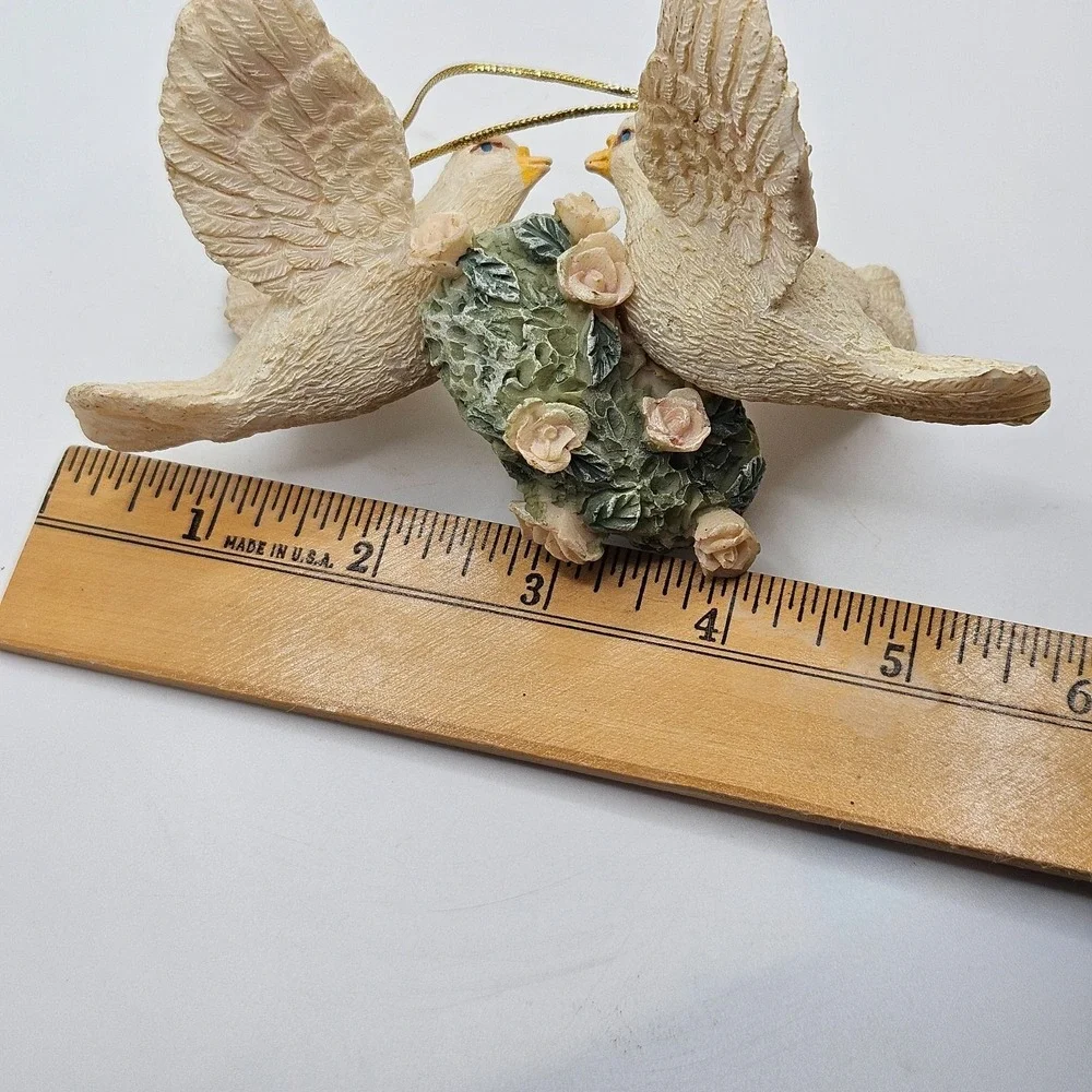 Vintage Dove Love Birds Ornament Figurine Floral Bouquet‎ Resin Wedding Decor